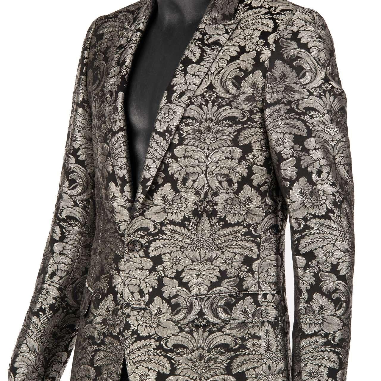 Dolce & Gabbana - Baroque Flower Jacquard Suit MARTINI Silver Black 50 For Sale 4