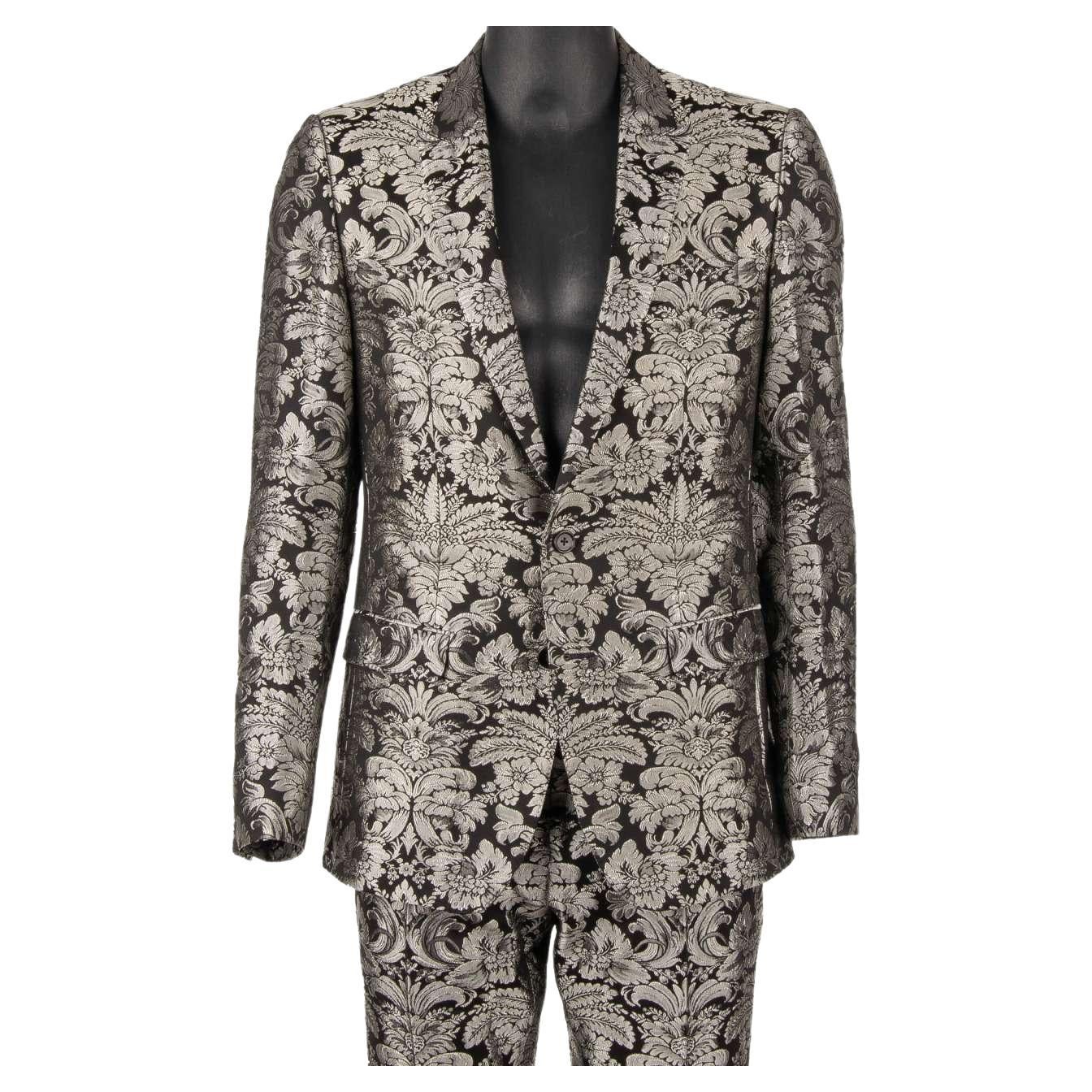 Dolce & Gabbana - Baroque Flower Jacquard Suit MARTINI Silver Black 50 For Sale