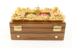 Dolce & Gabbana Baroque Frame Flowers Painting Wooden Box Minaudiere 85dg615s