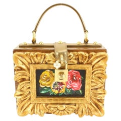 Dolce & Gabbana Baroque Frame Flowers Painting Wooden Box Minaudiere 85dg615s