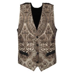 Dolce & Gabbana Baroque Jacquard Blazer with Waistcoat Black Beige 50 US 40 M L