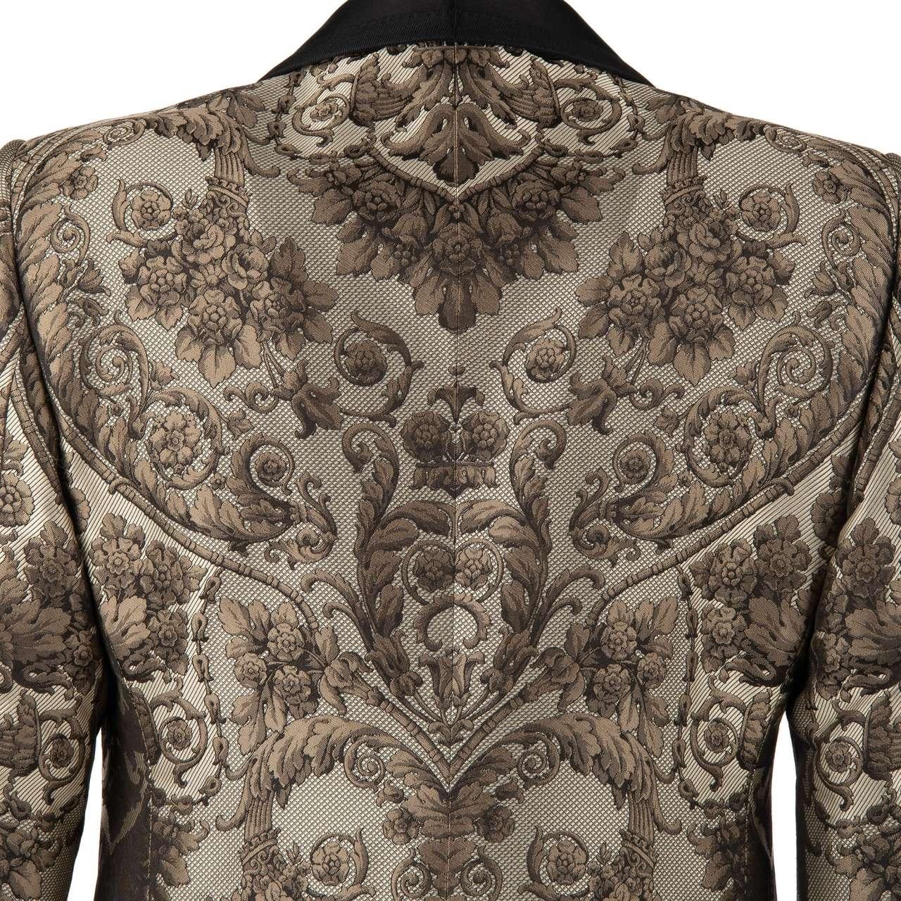 Dolce & Gabbana Baroque Jacquard Blazer with Waistcoat Black Beige 50 US 40 M L In Excellent Condition For Sale In Erkrath, DE
