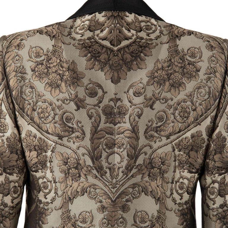 Dolce & Gabbana Black Jacquard Floral Waistcoat Vest Green