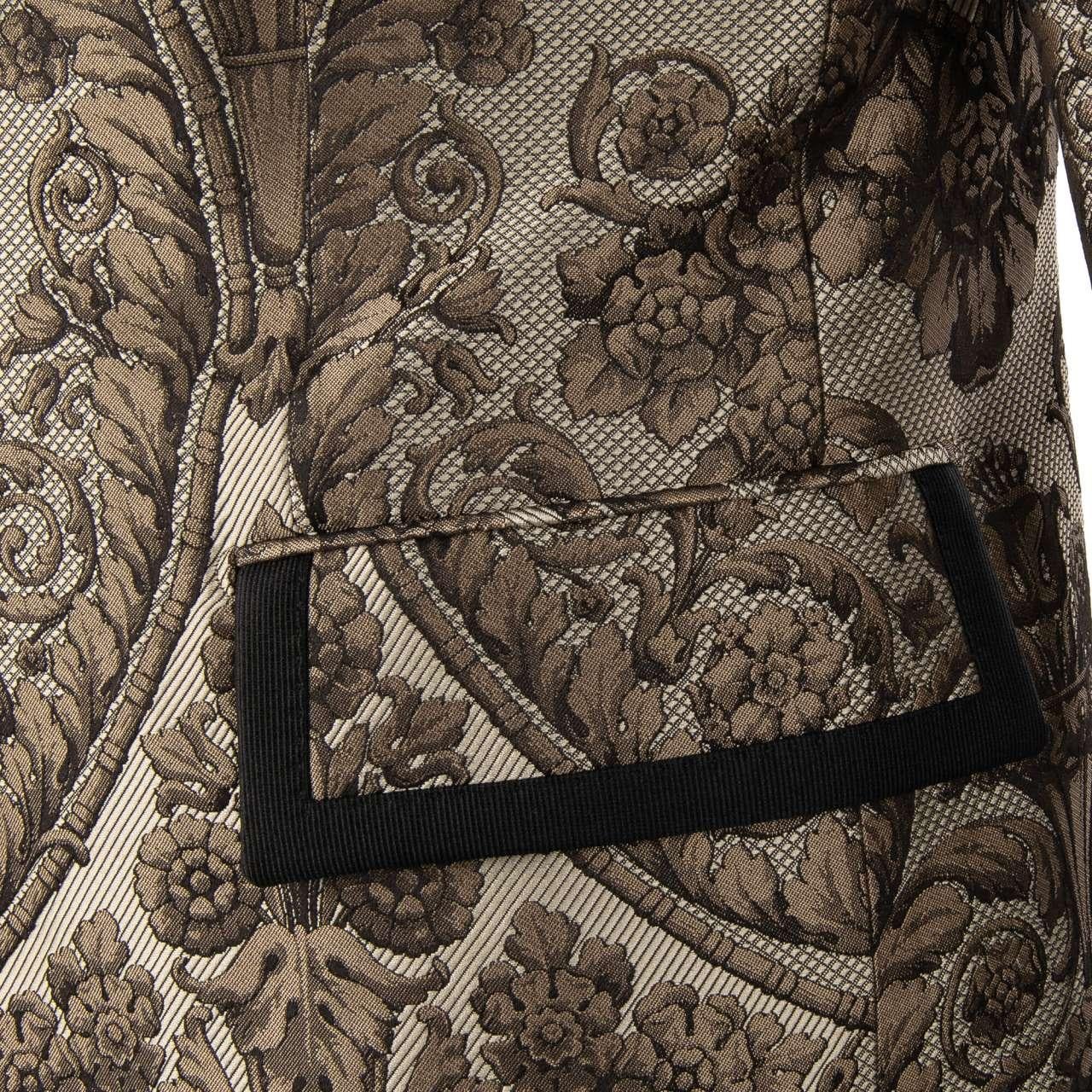 Men's Dolce & Gabbana Baroque Jacquard Blazer with Waistcoat Black Beige 50 US 40 M L For Sale