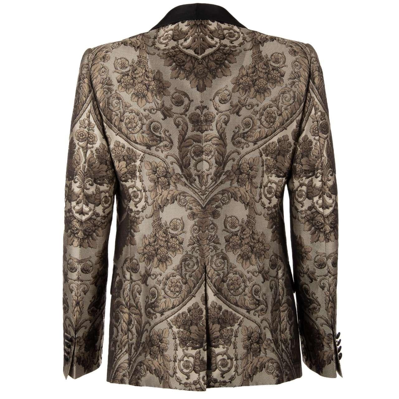 Dolce & Gabbana Baroque Jacquard Blazer with Waistcoat Black Beige 50 US 40 M L For Sale 3