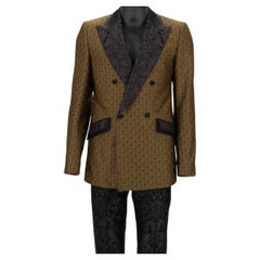 Dolce & Gabbana Baroque Jacquard Double breasted Suit Gold Black 48 US 38 M