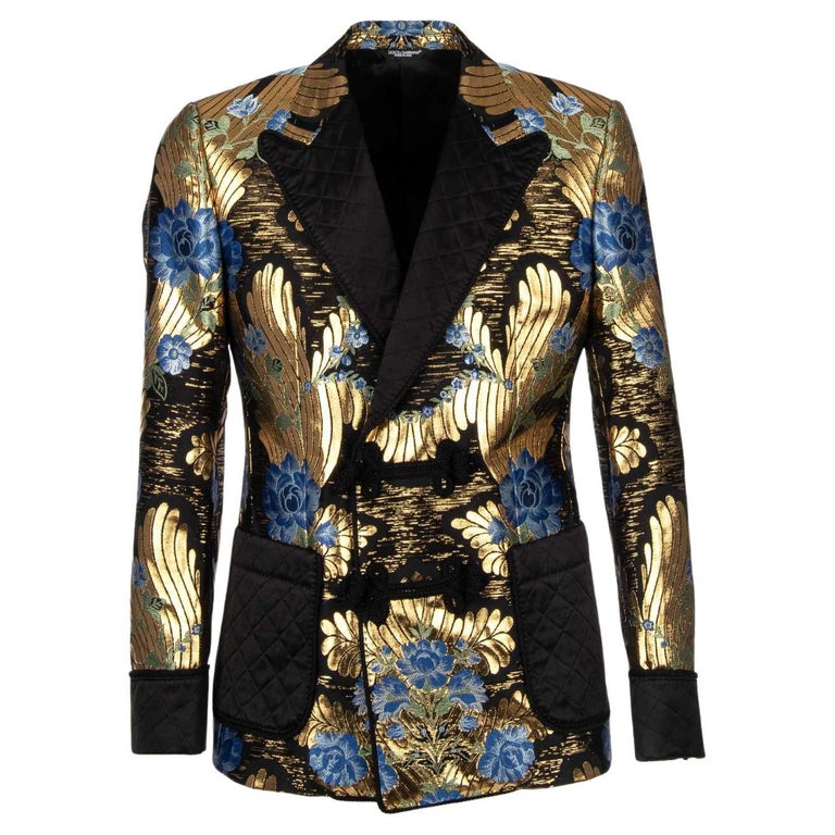 Dolce & Gabbana Gold Purple Baroque Jacket Blazer Robe