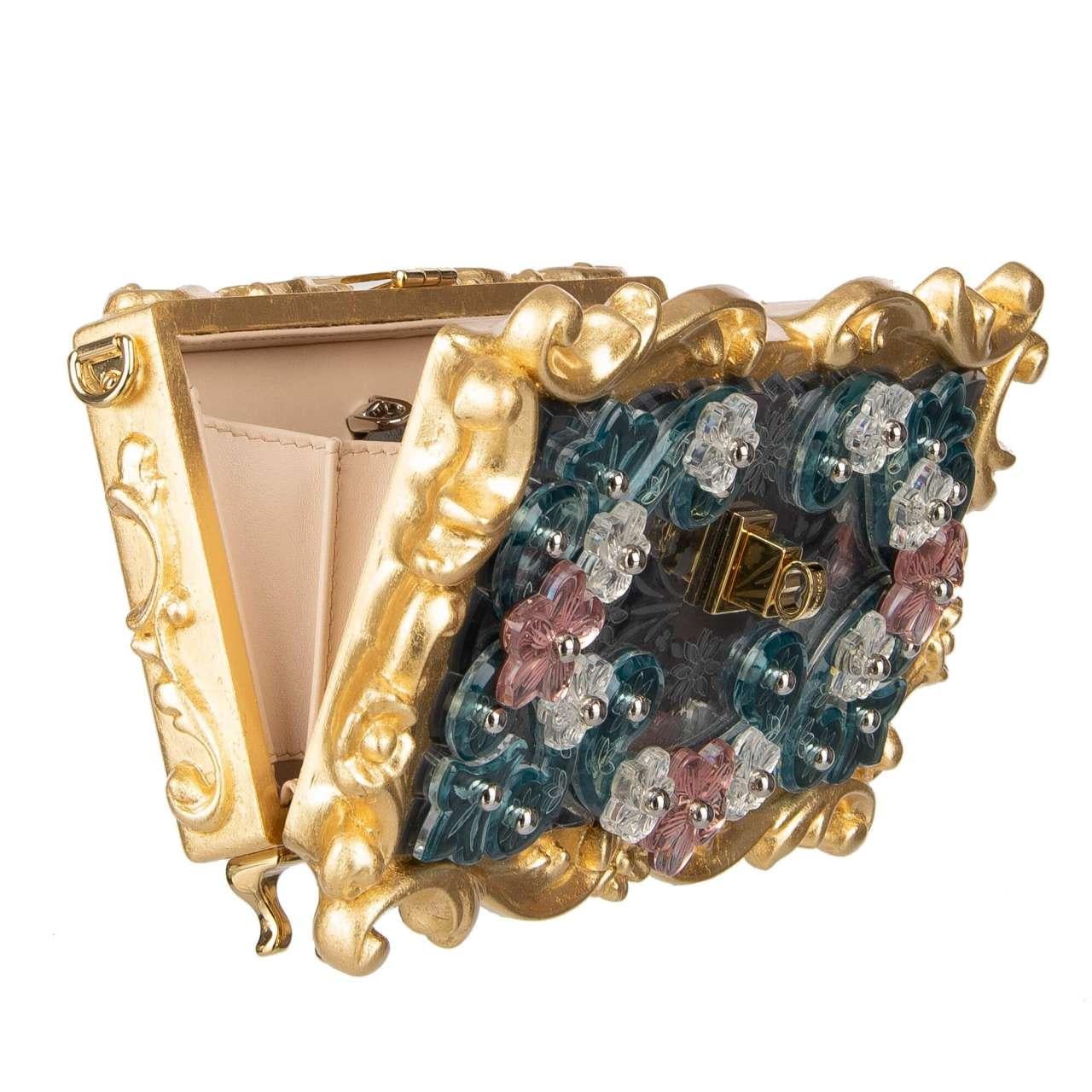Dolce & Gabbana - Baroque Mirror Flower Plexiglas Bag DOLCE BOX Gold In Excellent Condition For Sale In Erkrath, DE