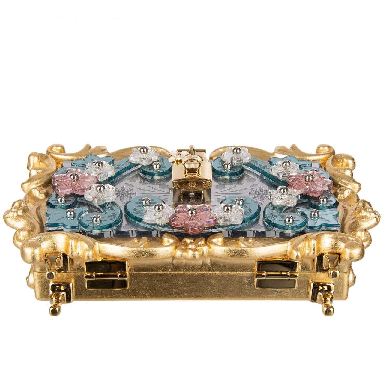 Dolce & Gabbana - Baroque Mirror Flower Plexiglas Bag DOLCE BOX Gold For Sale 1