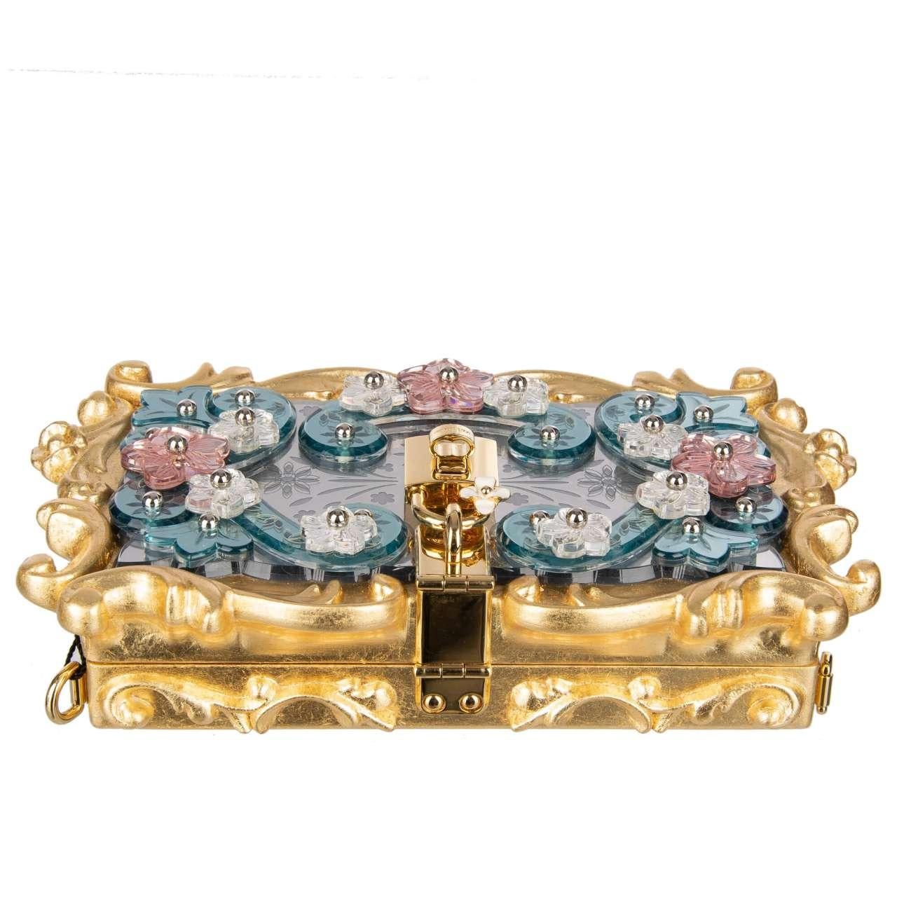 Dolce & Gabbana - Baroque Mirror Flower Plexiglas Bag DOLCE BOX Gold For Sale 2
