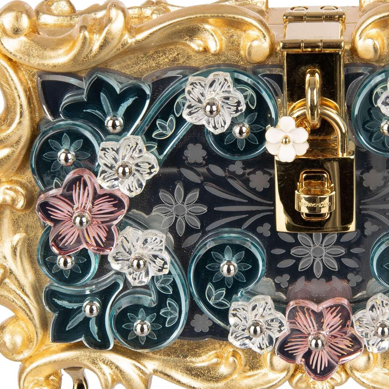 Dolce & Gabbana - Baroque Mirror Flower Plexiglas Bag DOLCE BOX Gold For Sale 3
