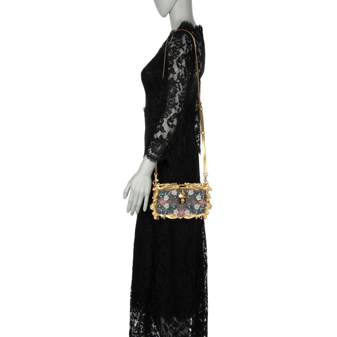 Dolce & Gabbana - Baroque Mirror Flower Plexiglas Bag DOLCE BOX Gold For Sale 5