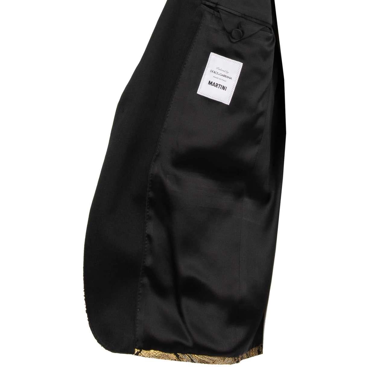 Men's Dolce & Gabbana Baroque Shiny Tuxedo Blazer MARTINI Black Gold 48 For Sale