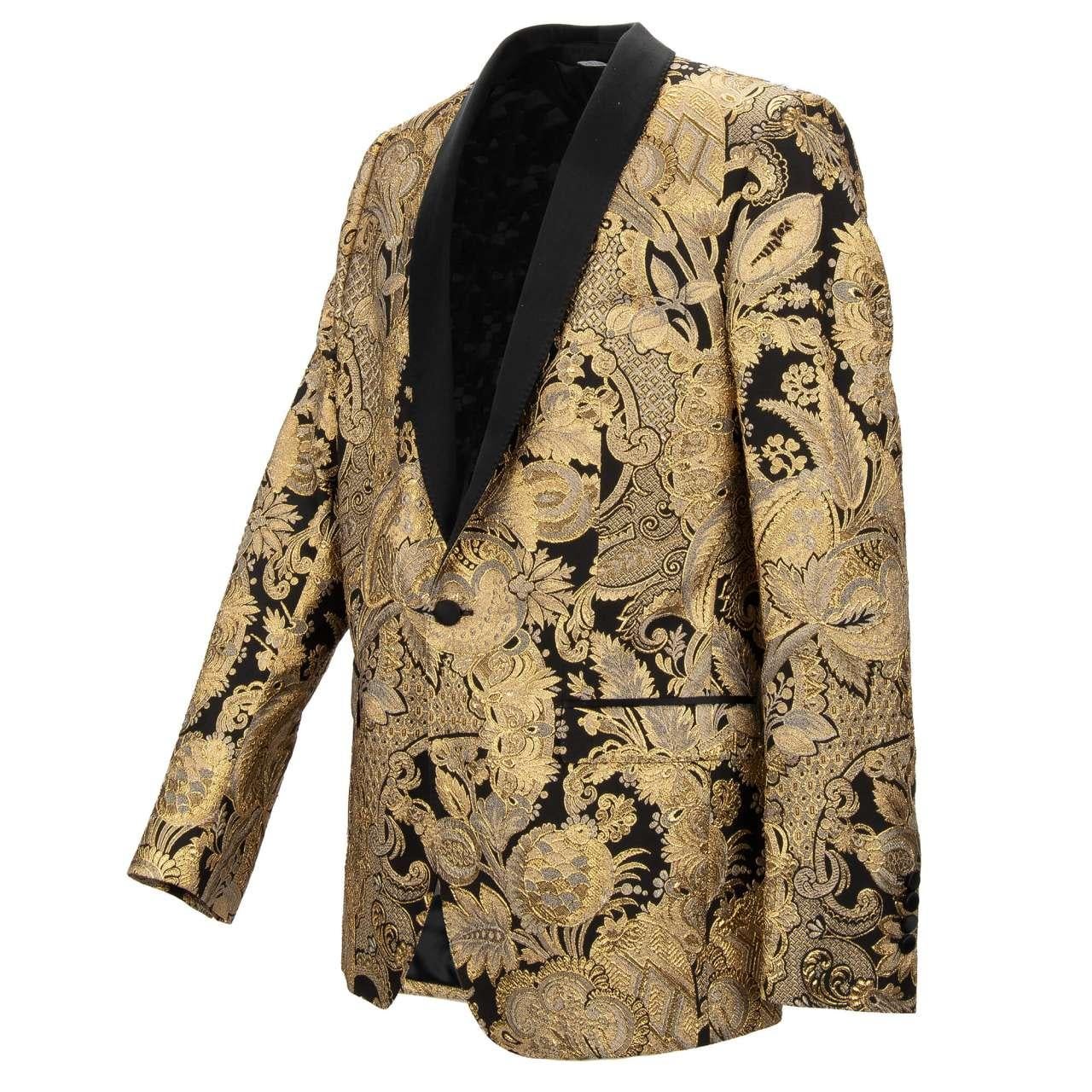 Dolce & Gabbana Baroque Shiny Tuxedo Blazer MARTINI Black Gold 48 For Sale 1