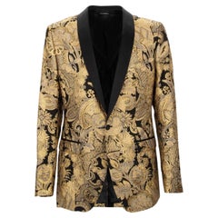 Dolce & Gabbana Baroque Shiny Tuxedo Blazer MARTINI Black Gold 48