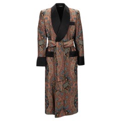 Dolce & Gabbana Baroque Silk Jacquard Coat Robe Pink Blue Black 44 34 XS