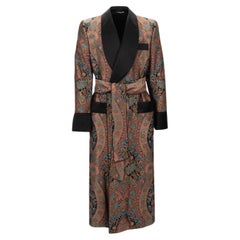 Dolce & Gabbana Baroque Silk Jacquard Coat Robe Pink Blue Black 44 34 XS