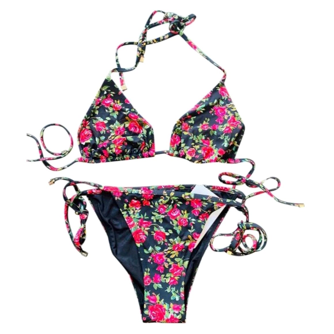 Dolce 
Gabbana beachwear bikini
set in LITTLE ROSE brightly-colored
print