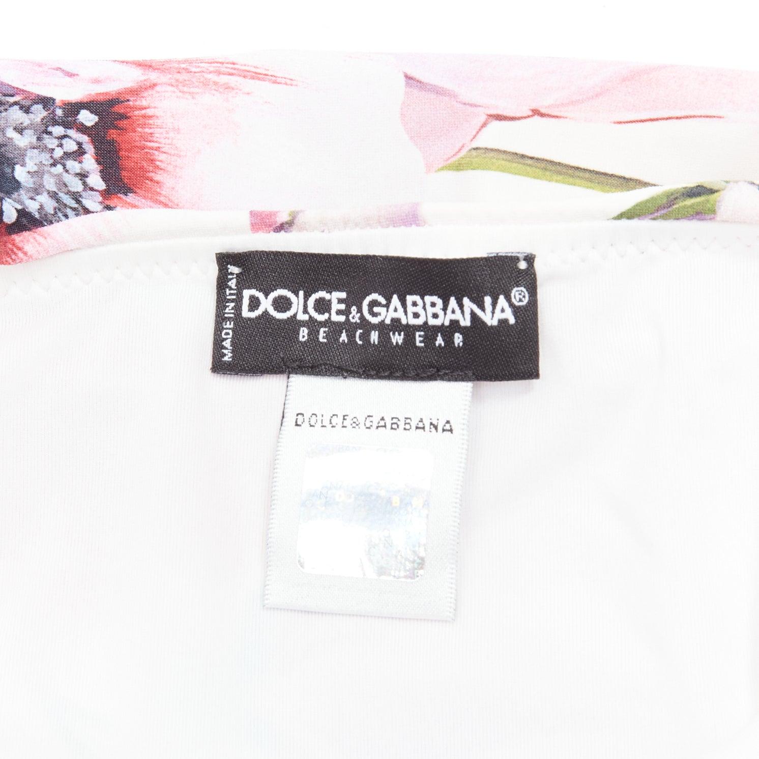 DOLCE GABBANA Beachwear red rose floral print halter ruched one piece swimsuit S For Sale 4
