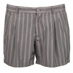 Dolce & Gabbana Beachwear Striped Swim Shorts with Logo White Green 4 M