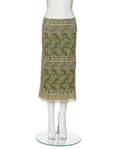 Dolce & Gabbana Beaded Chartreuse Lace Evening Skirt, ss 2000