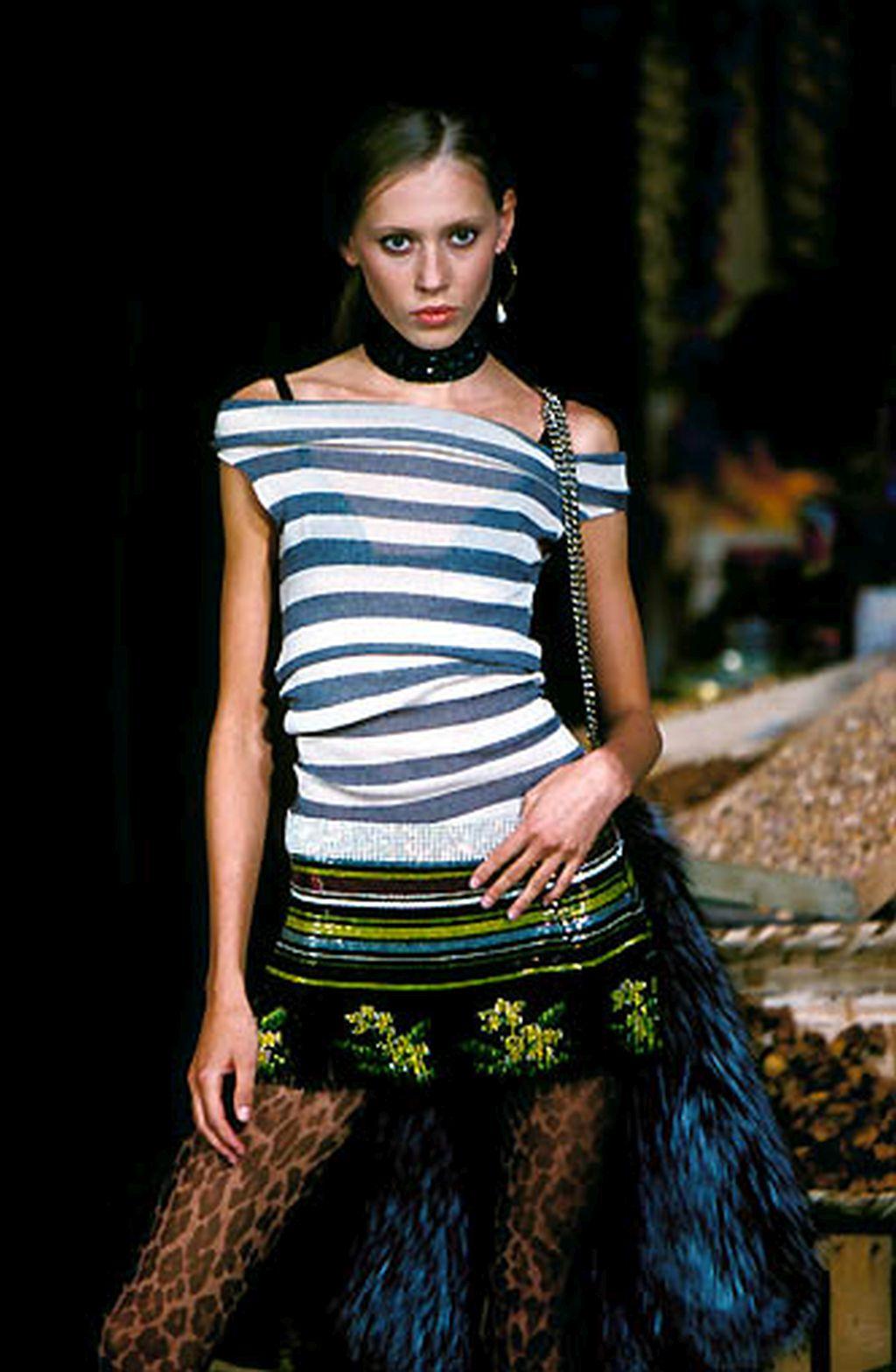 Dolce & Gabbana Beaded Fringe Mini Skirt, Spring Runway 2001 2