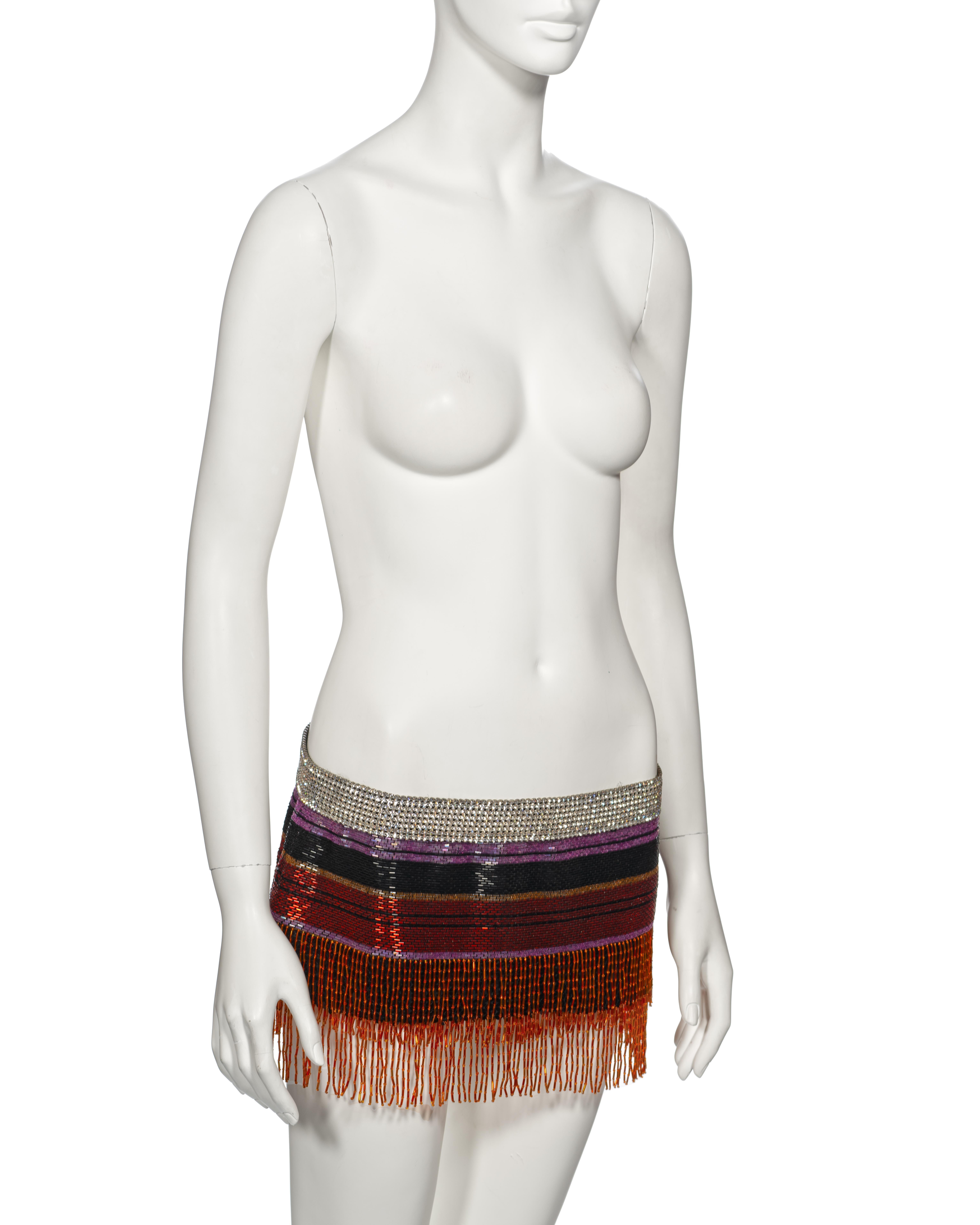 Dolce & Gabbana Beaded Micro Mini Skirt with Swarovski Crystals, ss 2000 For Sale 1