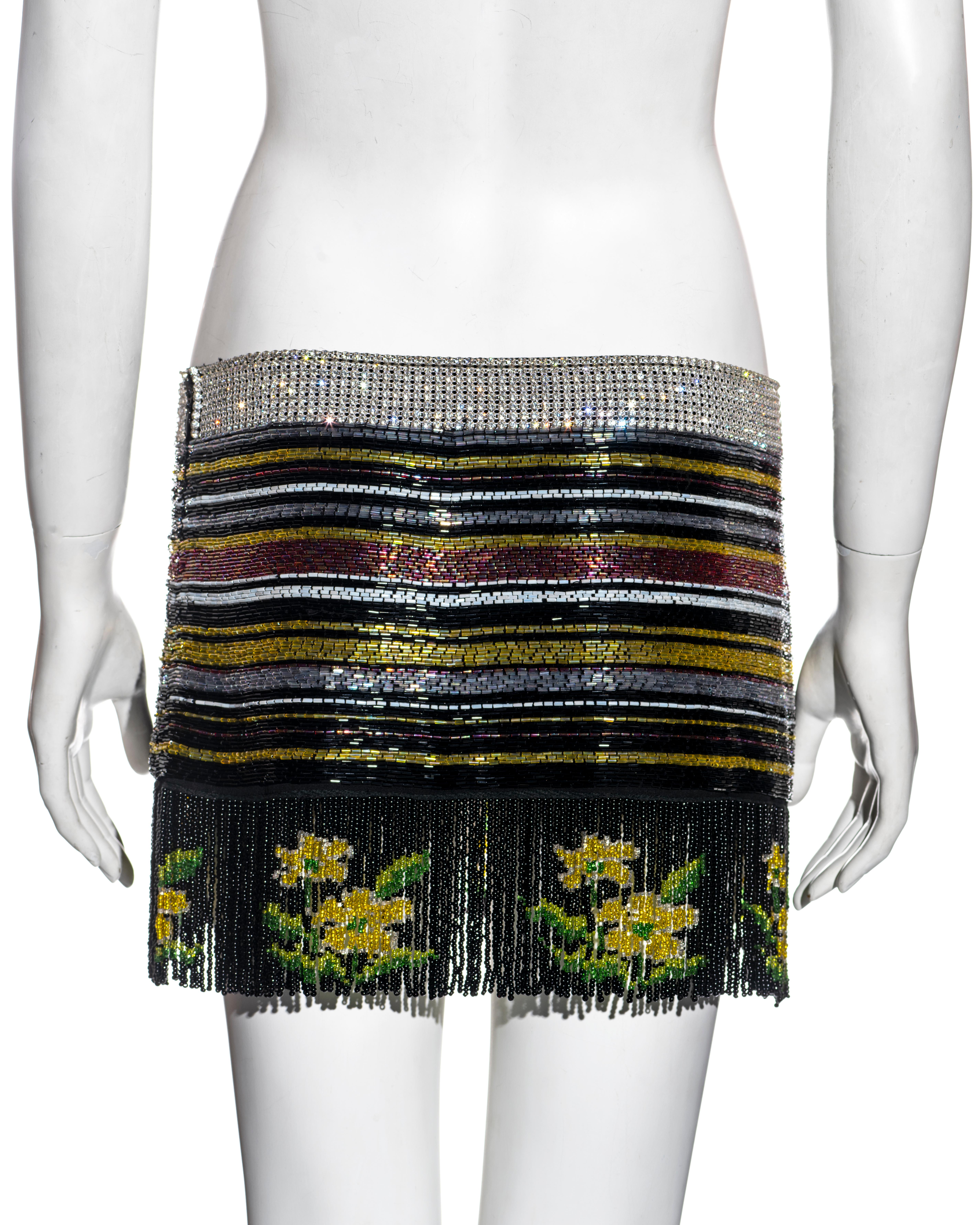 Dolce & Gabbana beaded mini skirt with crystals and tassels, ss 2000 2