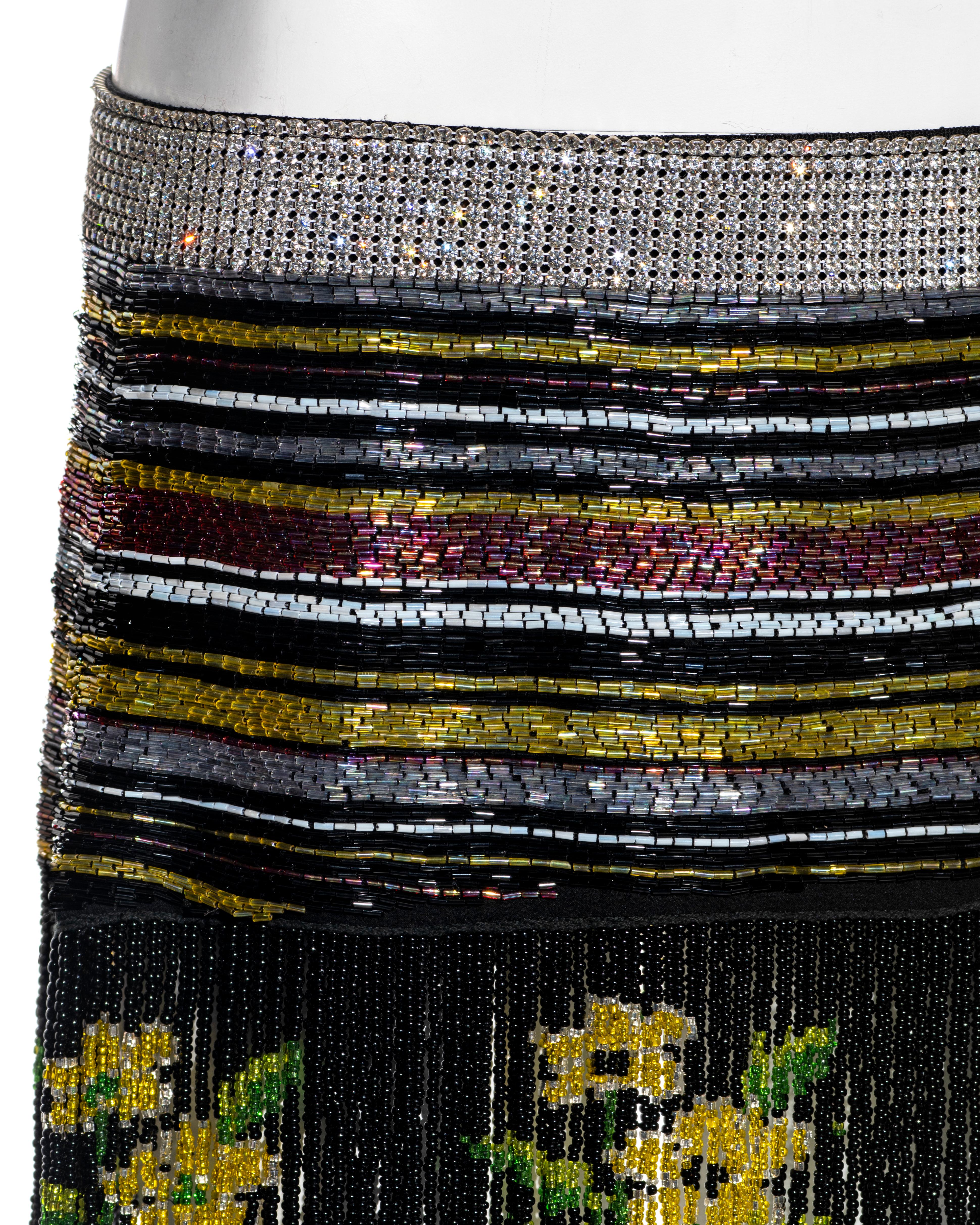 Dolce & Gabbana beaded mini skirt with crystals and tassels, ss 2000 In Excellent Condition In London, GB