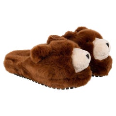 Dolce & Gabbana Bear Faux Fur Shoes Slipper SAINT BARTH Brown 44 UK 10 US 11