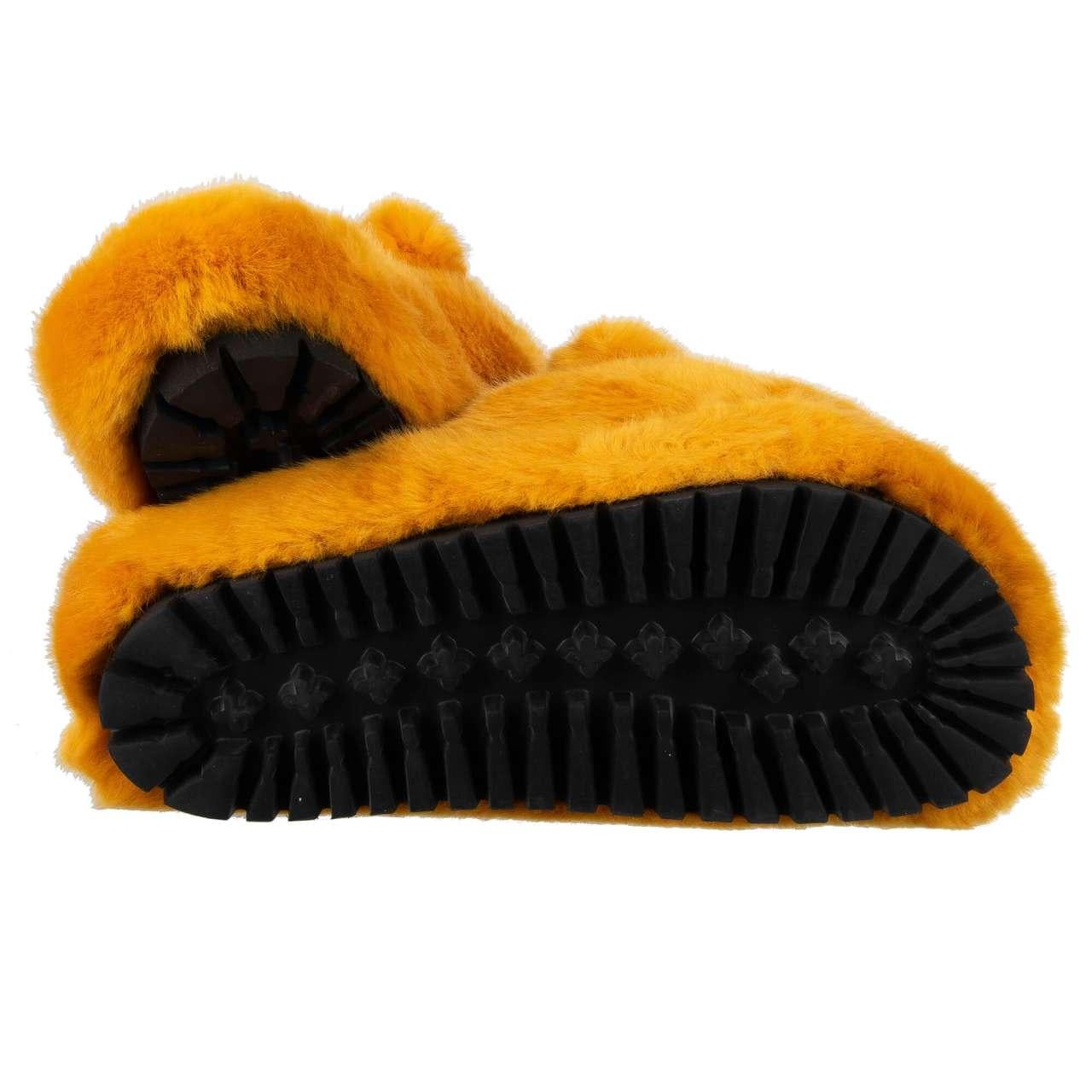 orange fuzzy shoes