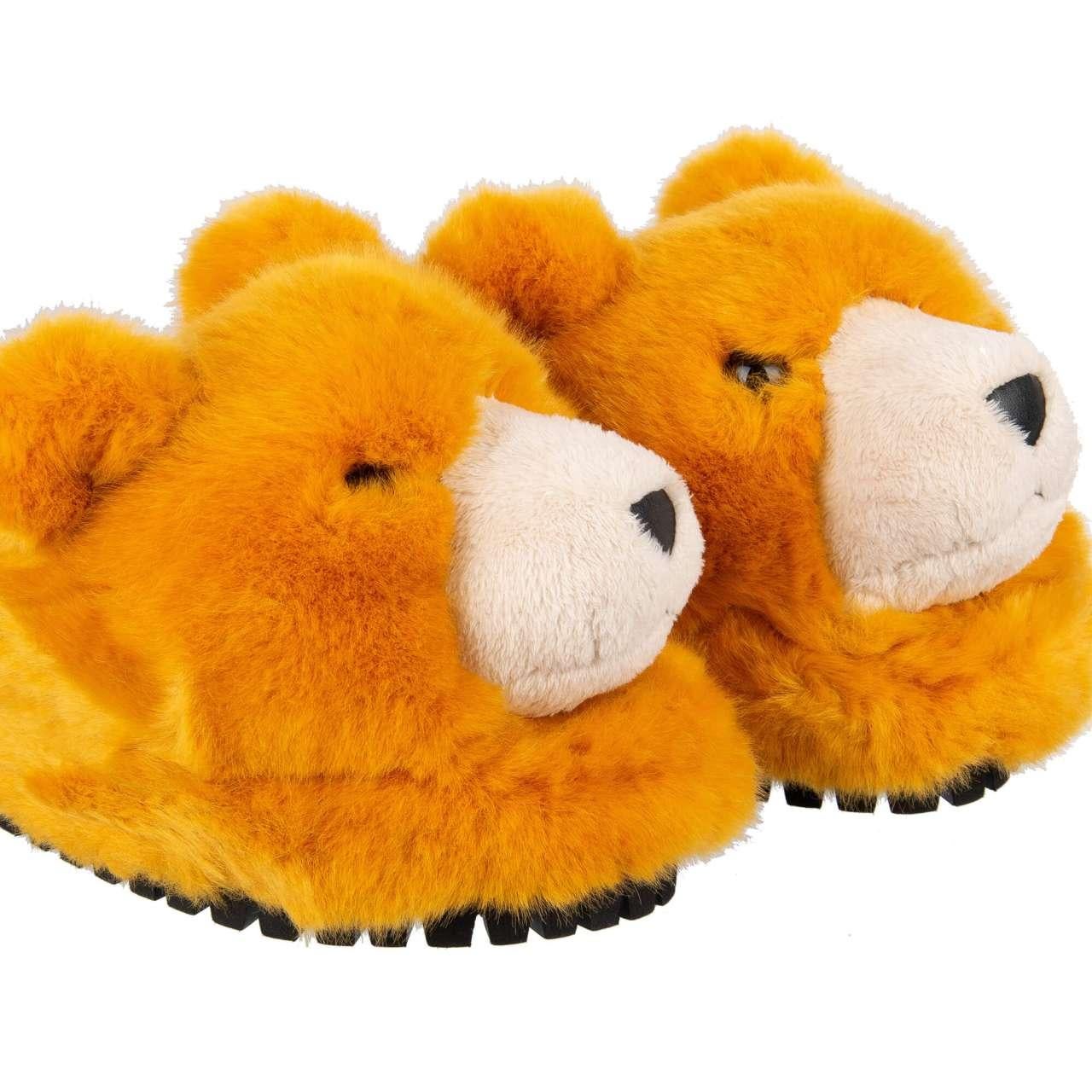 Men's Dolce & Gabbana Bear Faux Fur Shoes Slipper SAINT BARTH Orange 44 UK 10 US 11 For Sale