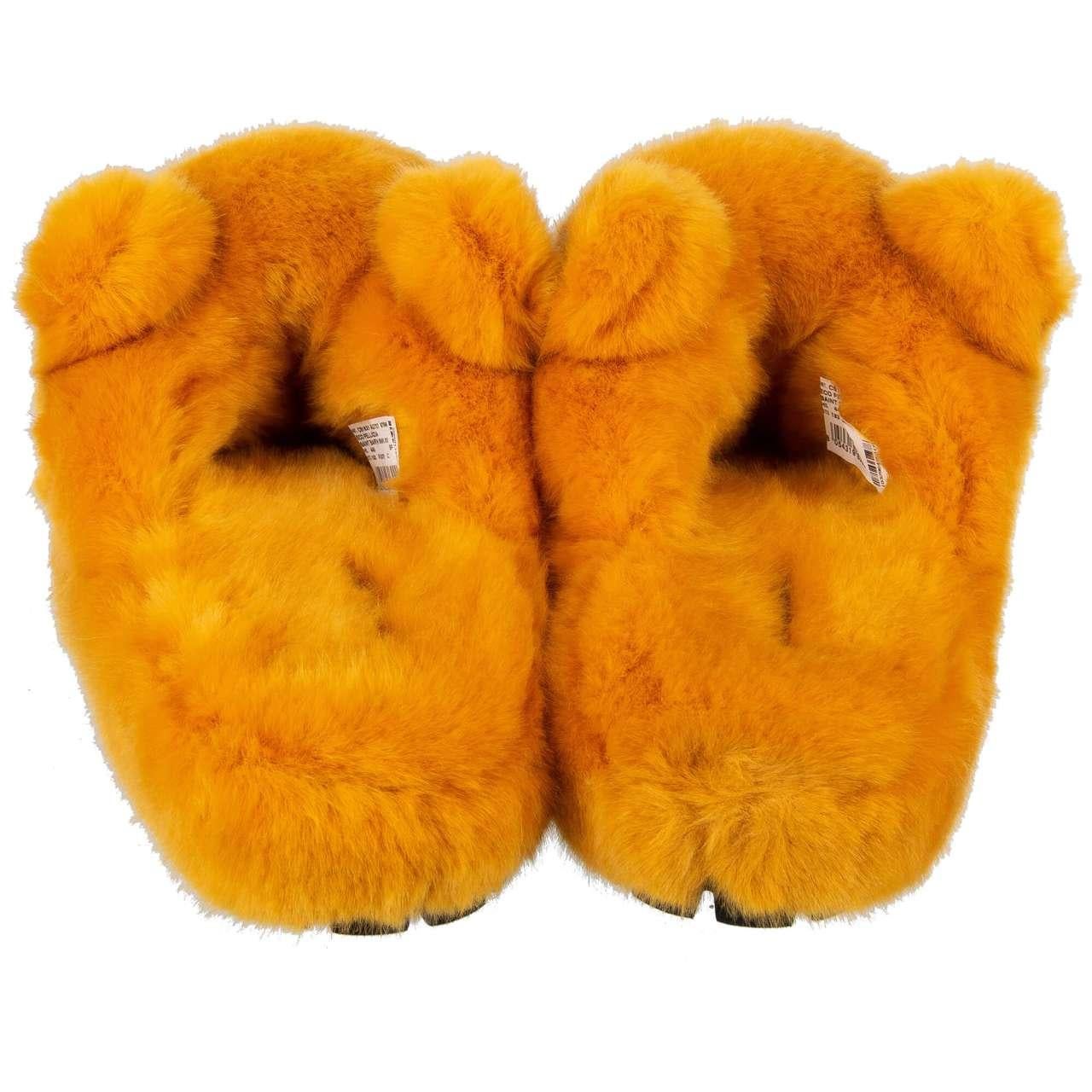 Dolce & Gabbana Bear Faux Fur Shoes Slipper SAINT BARTH Orange 44 UK 10 US 11 For Sale 1