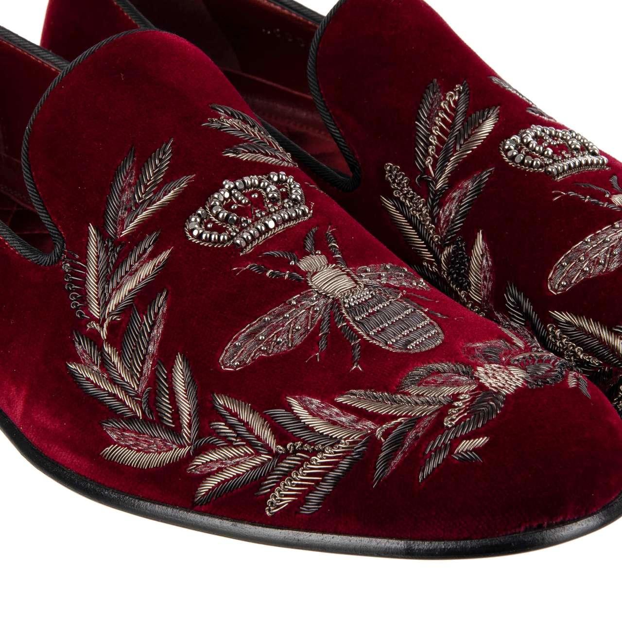 Dolce & Gabbana - Bee and Crown Loafer MILANO Red EUR 40 In Excellent Condition For Sale In Erkrath, DE