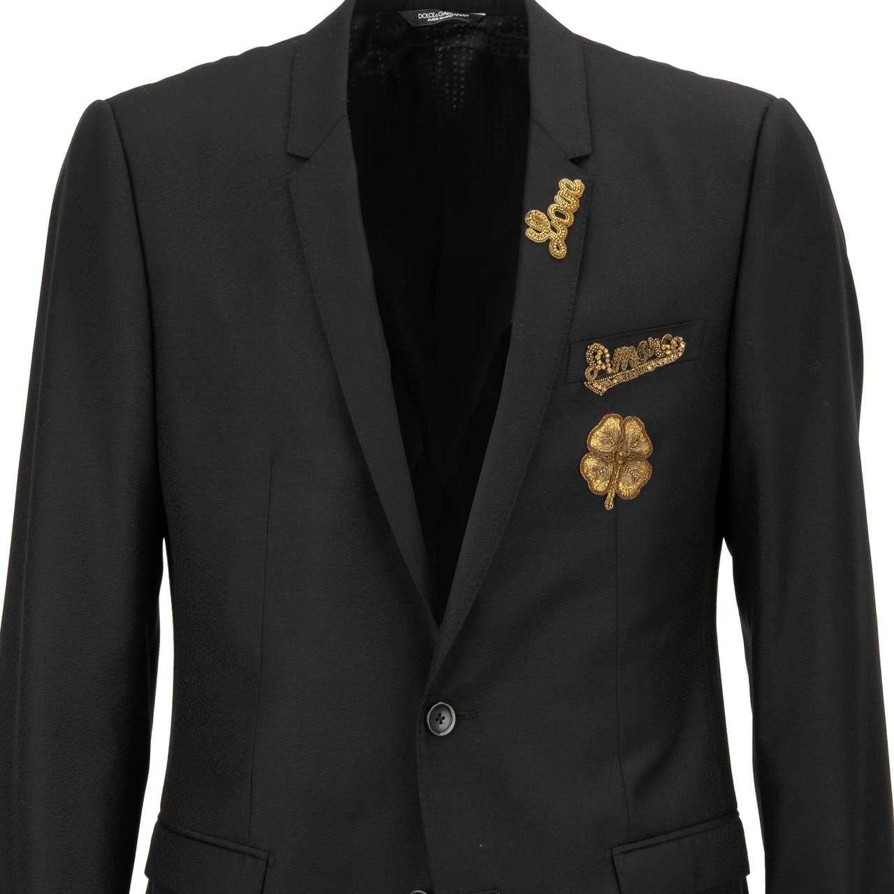 Dolce & Gabbana - Bees Crown Blazer Tuxedo GOLD Black 48 US 38 M For Sale 3