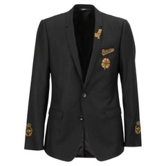 Dolce & Gabbana - Blazer en forme de couronne d'abeille noir doré 48 US 38 M