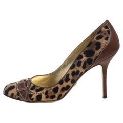 Dolce & Gabbana Beige Animal Print Canvas And Leather Pumps Size 39.5