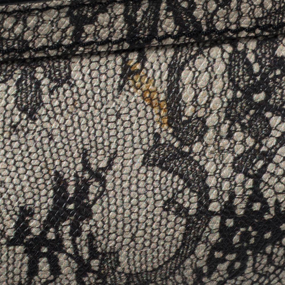Dolce & Gabbana Beige/Black Lace Print Leather Medium Miss Sicily Top Handle Bag 4