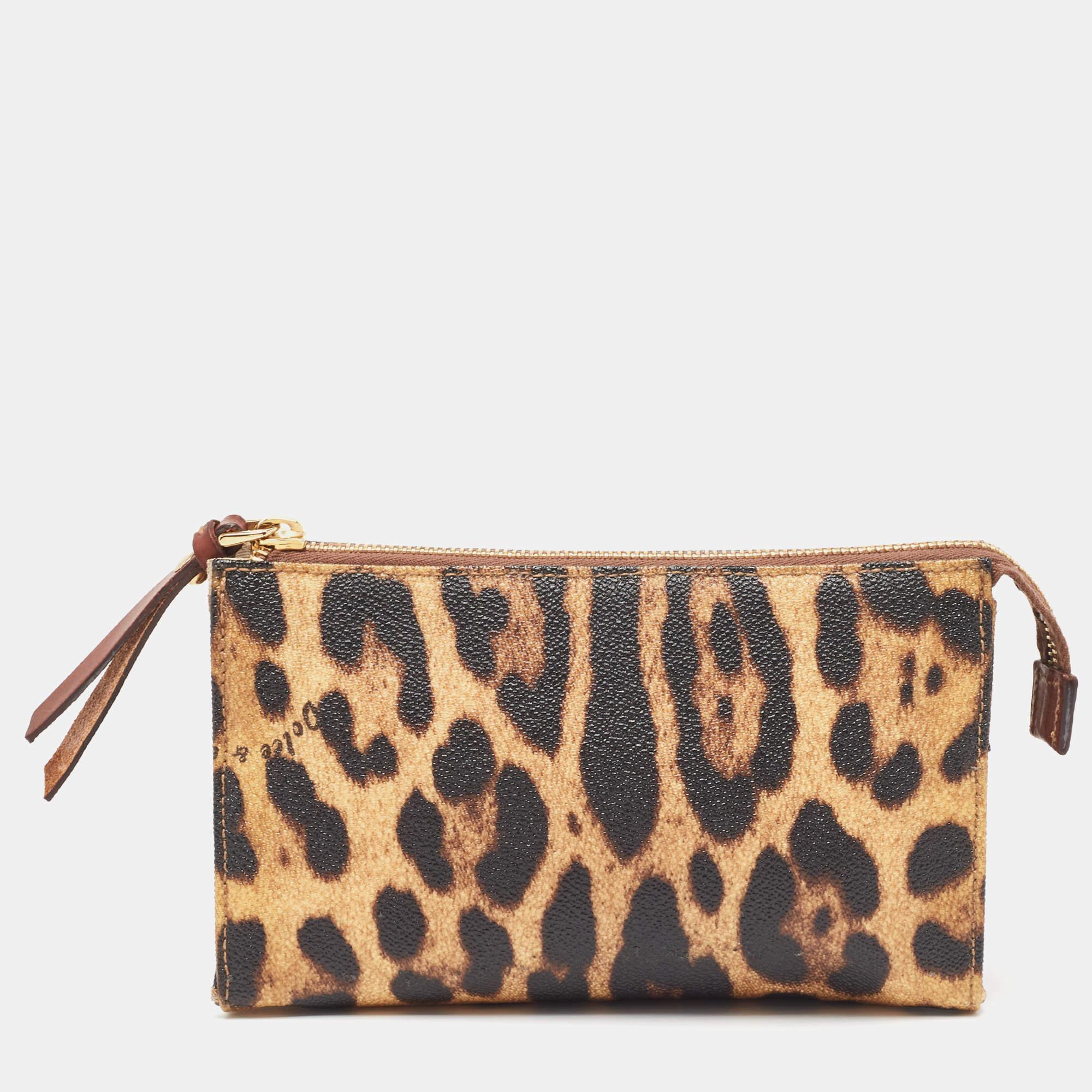 Crafted from leopard print coated canvas & leather, the Dolce & Gabbana vanity case is designed to be a handy, durable accessory. The pouch has a zip-enclosed compartment for your essentials.

Includes: Authenticity Card, Info Card, Brand Tag