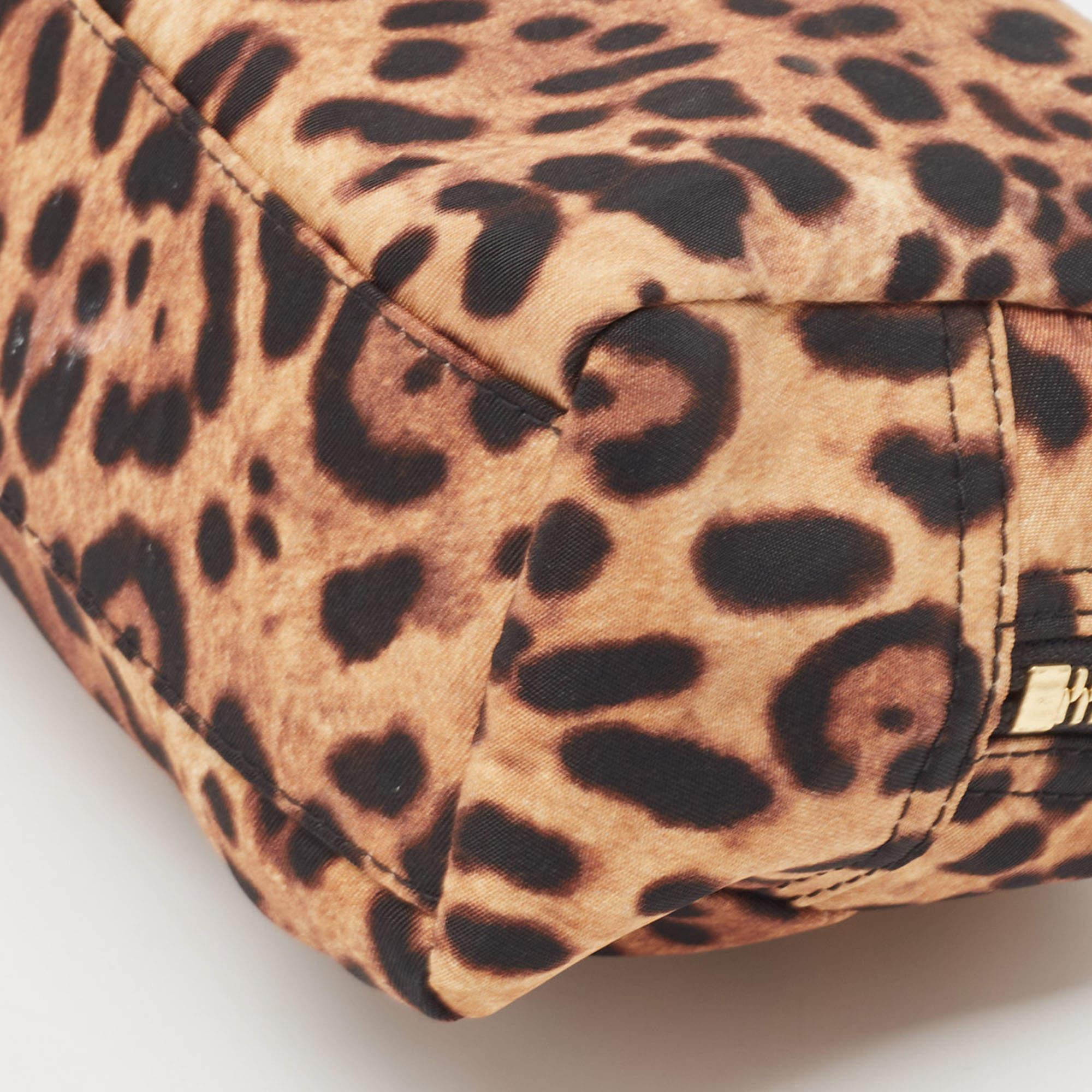 Dolce & Gabbana Beige/Black Leopard Print Fabric Cosmetic Pouch 2