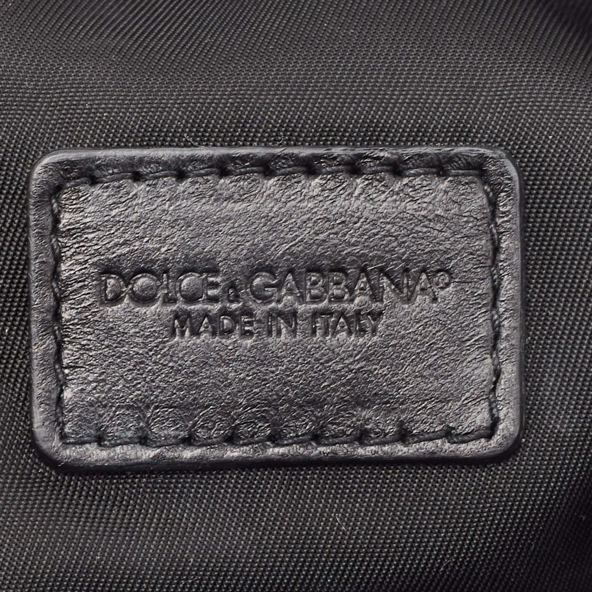 Dolce & Gabbana Beige/Black Leopard Print Fabric Cosmetic Pouch 5