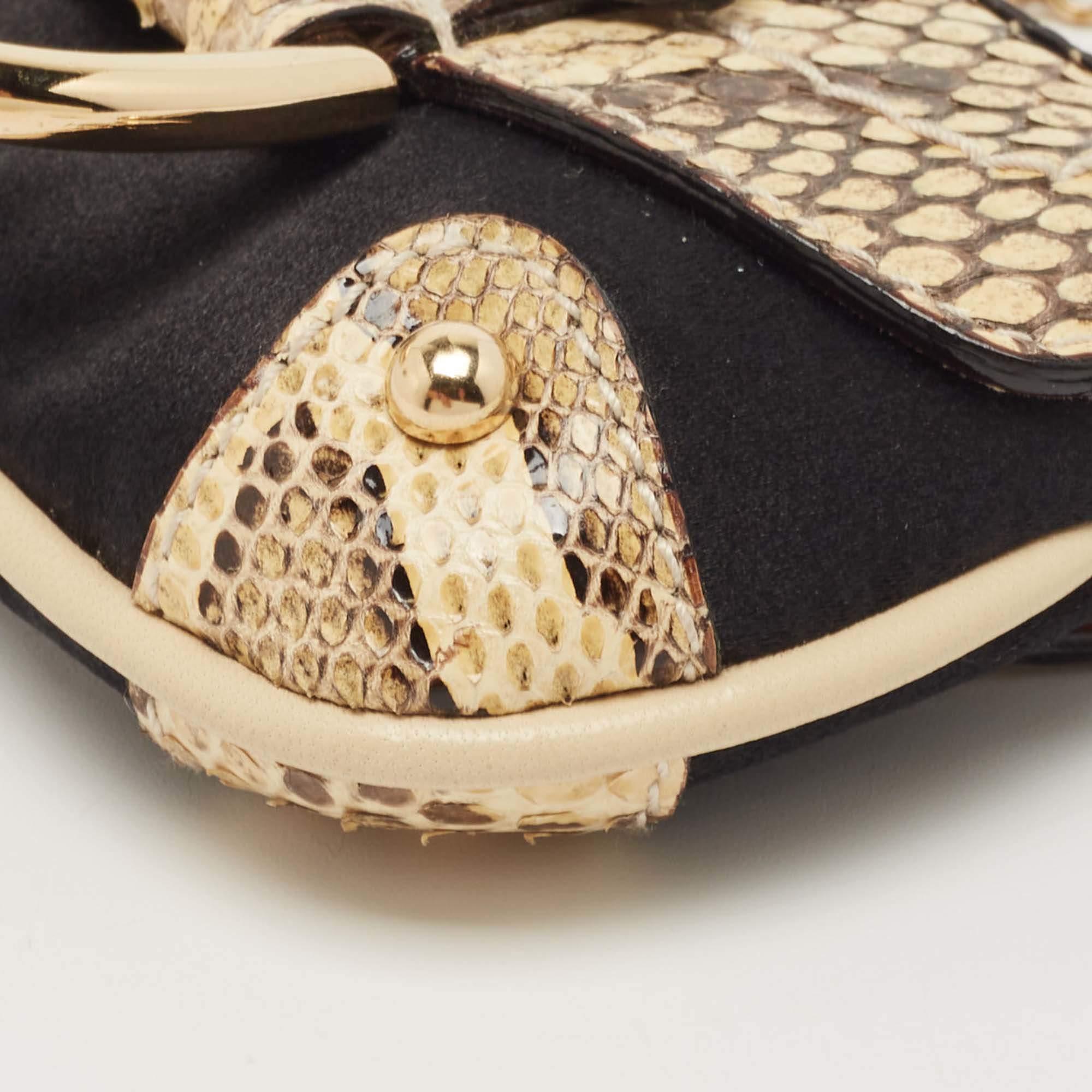 Dolce & Gabbana Beige/Black Python and Satin Chain Coin Purse 4