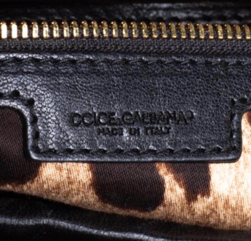 Dolce & Gabbana Beige/Black Raffia and Python Trim Miss Dolce Top Handle Bag For Sale 2