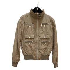 Dolce & Gabbana Beige Bomber Jacket IT 40 with Leopard Print Lining