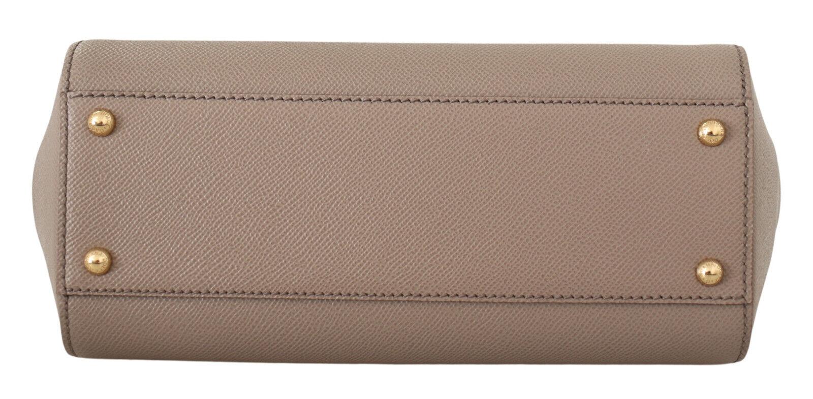 Dolce & Gabbana Beige Brown Leather Sicily Handbag Shoulder Top Handle Bag  1