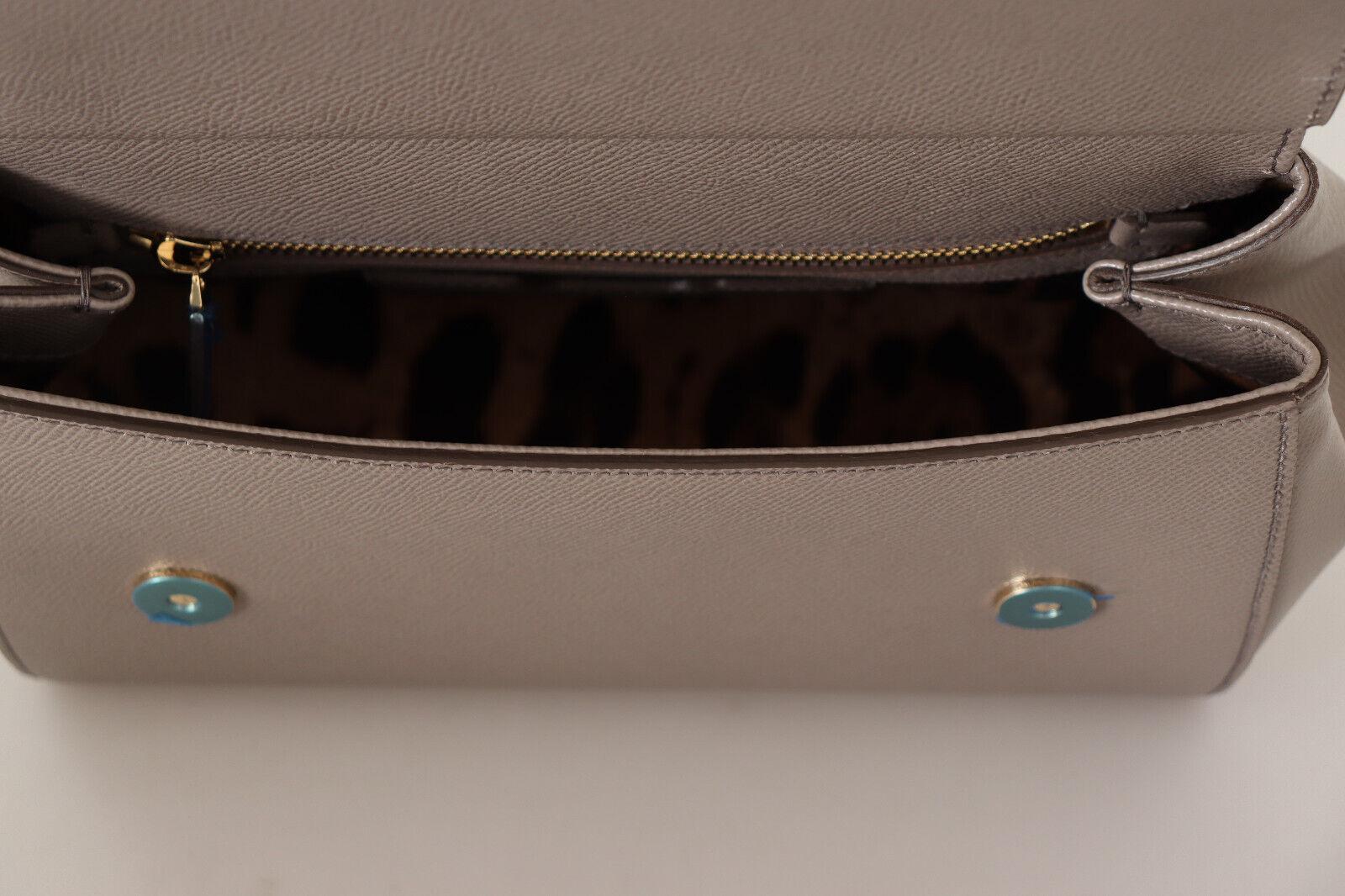 Dolce & Gabbana Beige Brown Leather Sicily Handbag Shoulder Top Handle Bag  3