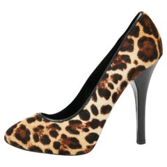 Dolce & Gabbana Beige/Brown Pony Hair Leopard Print Platform Pumps Size 40