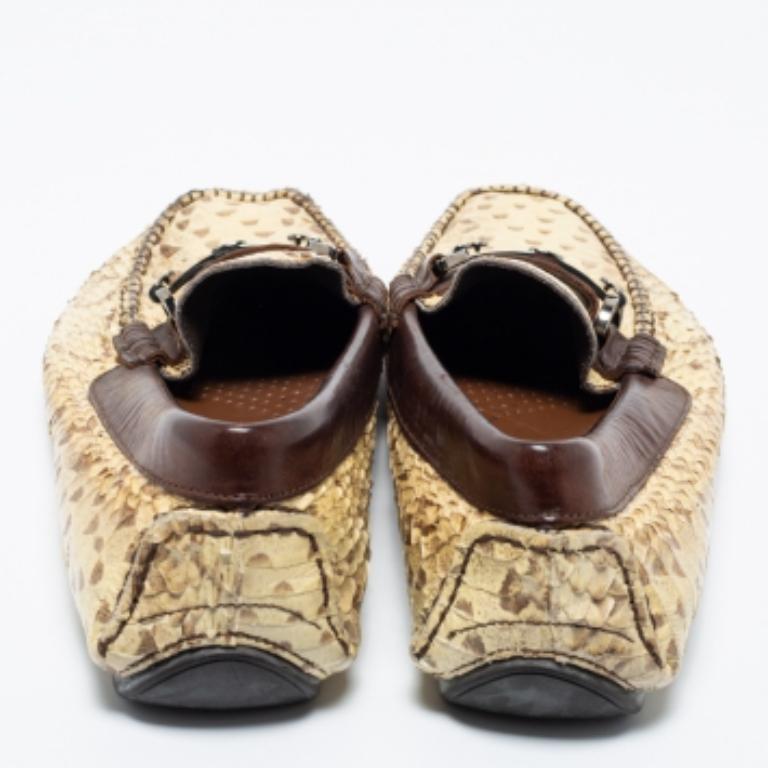 Men's Dolce & Gabbana Beige/Brown Water Snake Loafers Size 40.5 For Sale
