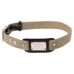 Dolce & Gabbana Beige Canvas und Leder Plaque Detail Taille Gürtel 75CM