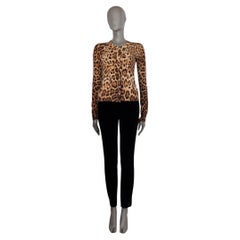 DOLCE & GABBANA beige cashmere LEOPARD Cardigan Sweater 38 XS